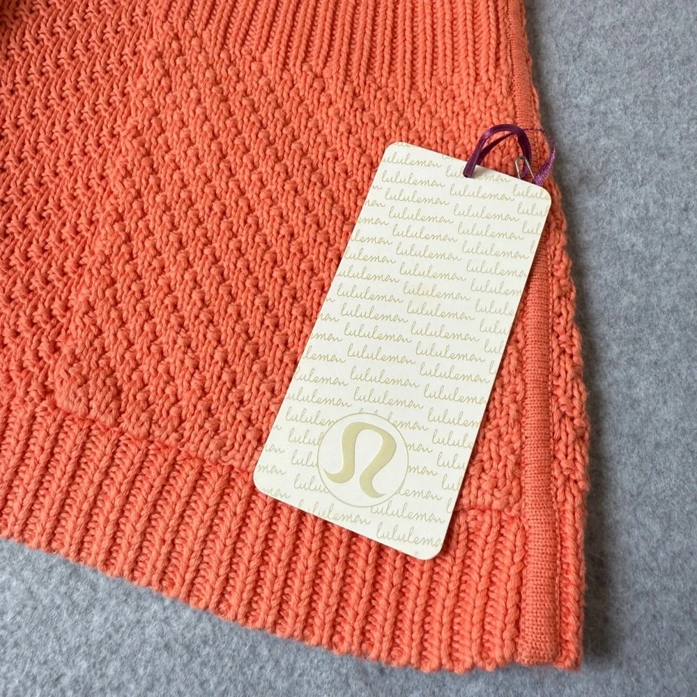 Lululemon Womens Orange Post Practice Cardigan Sweater Knit Pockets Size 10 NWT